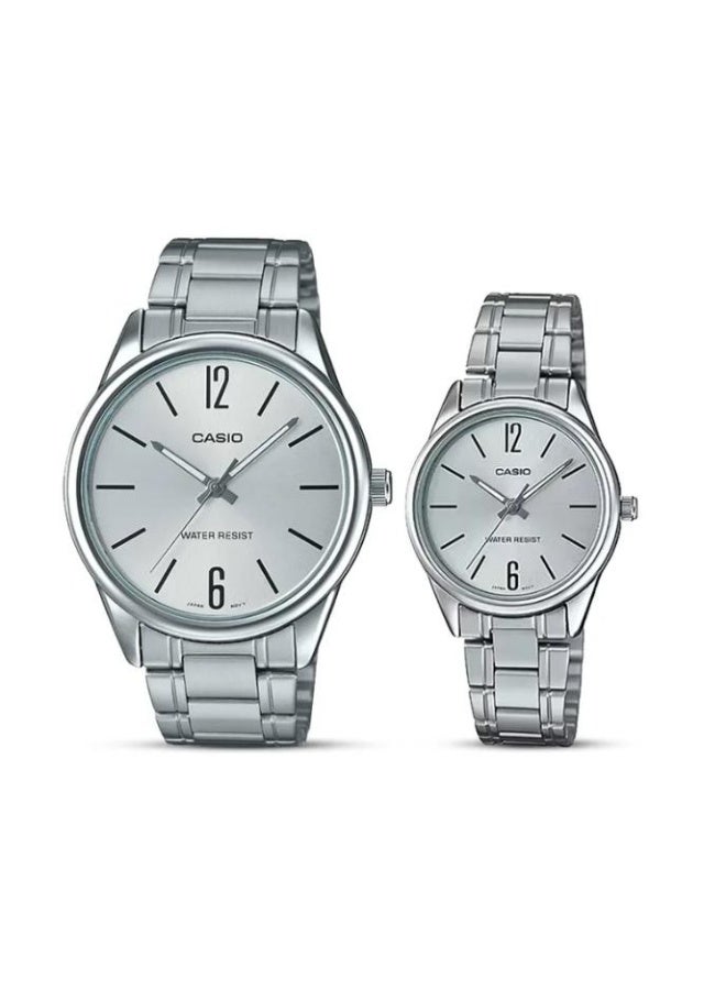 كاسيو ساعة كاسيو فضية اللون للزوجين - MTP/LTP-V005D-7B - Image 1